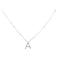 14K White Gold Diamond Pave Initial "A" Pendant Necklace