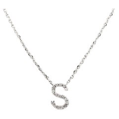 14K White Gold Diamond Pave Initial "S" Gold Pendant Necklace