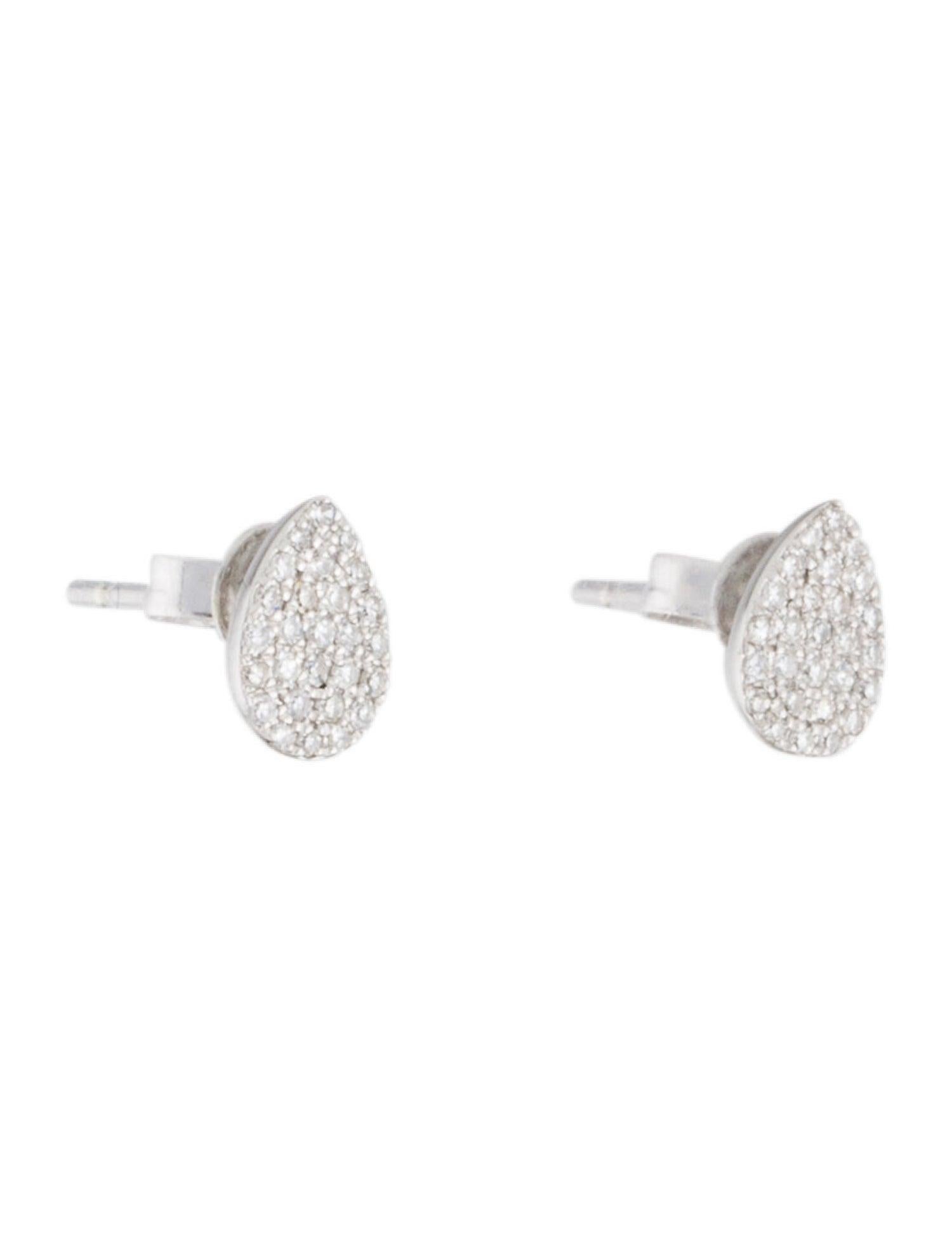 14K White Gold Diamond Pave Pear Shape Stud Earrings for Her In New Condition For Sale In Great neck, NY