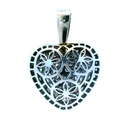 14K White Gold Diamond Pave Puffy Heart Pendant