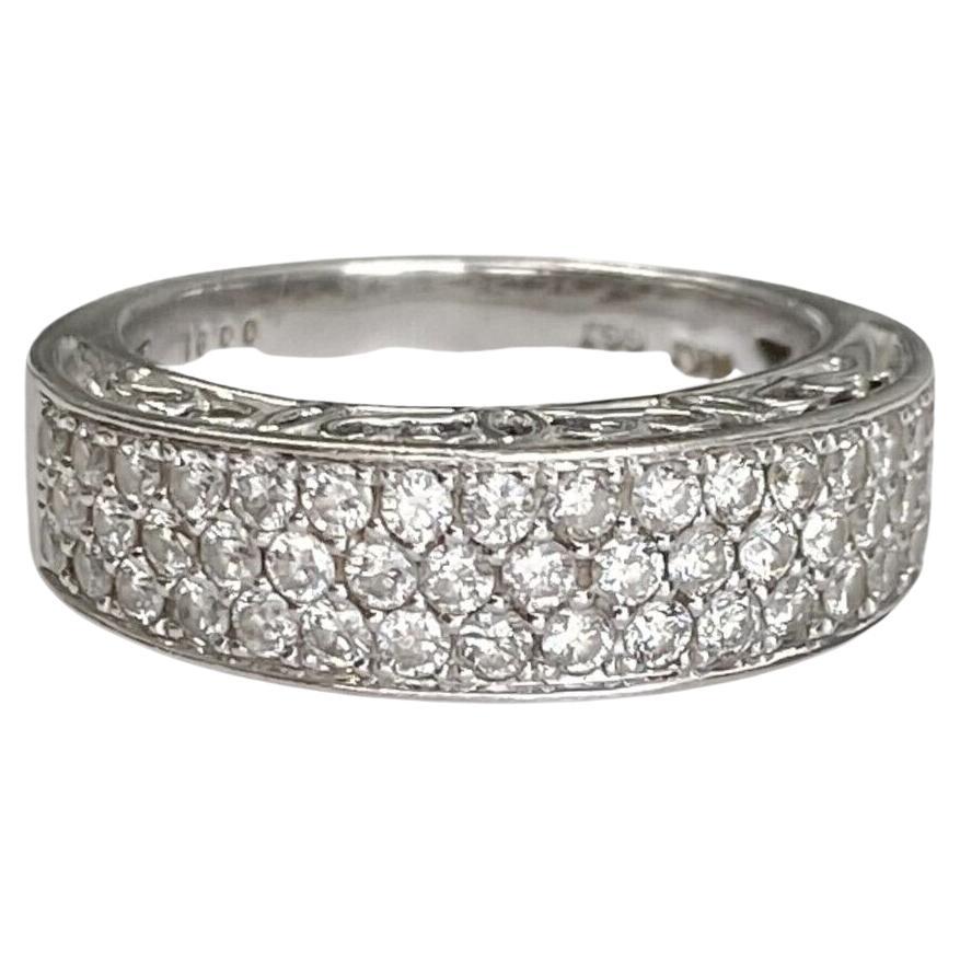 14k White Gold Diamond Pave' Ring For Sale