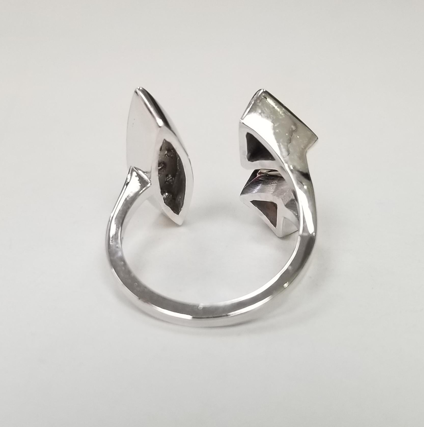 Modern 14K White Gold Diamond Pave' Split Cuff-Style Ring For Sale