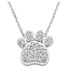 14k Weißgold Diamant-Halskette mit Pfoten