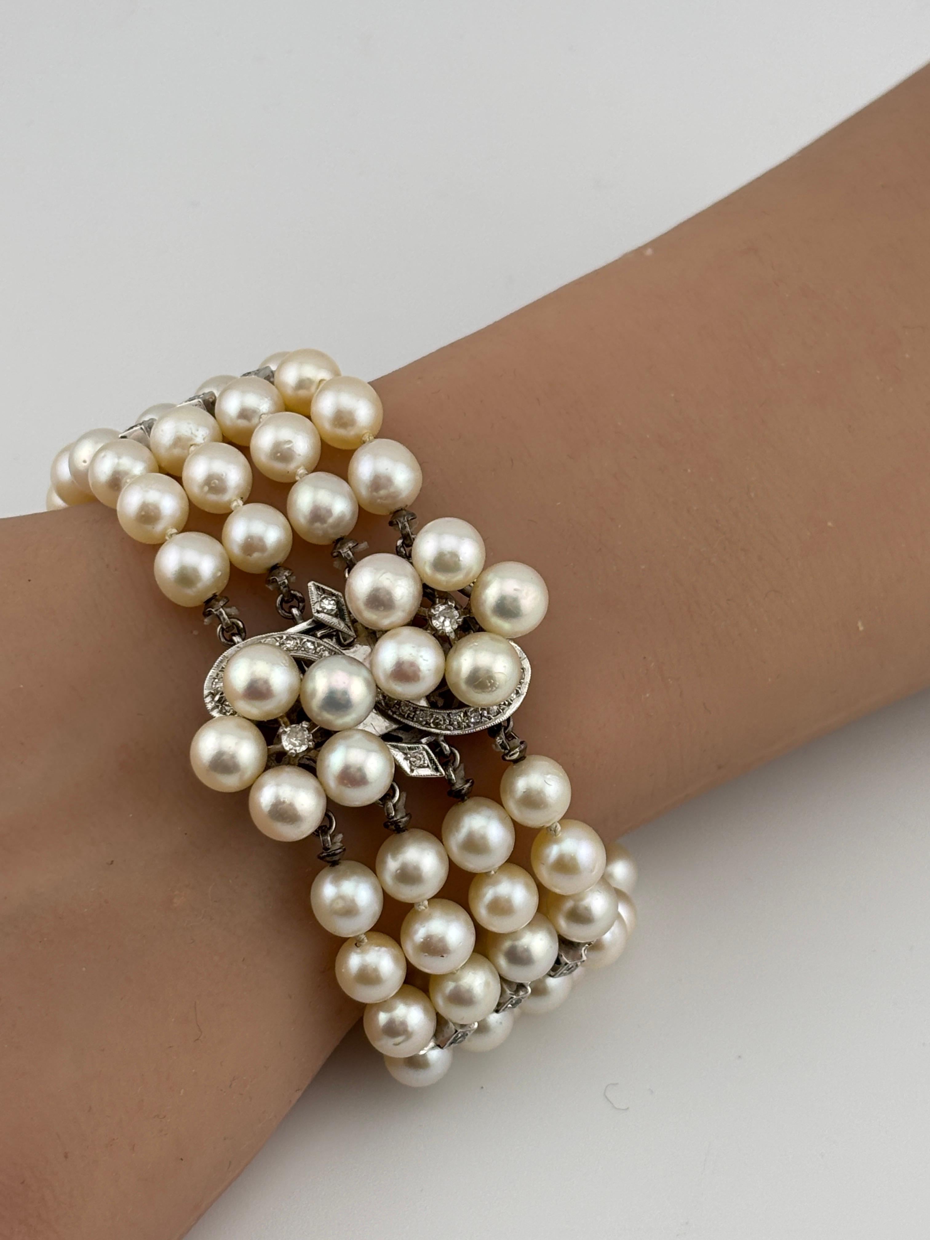Weight: 54.3 grams
Material: 14k White Gold
Gemstone: Diamond 0.60 cttw
Pearl 6.6mm
Period: 1960's
