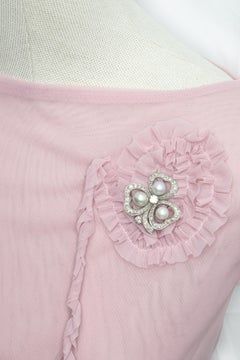 14K White Gold Diamond Pearl Clover Pin Brooch