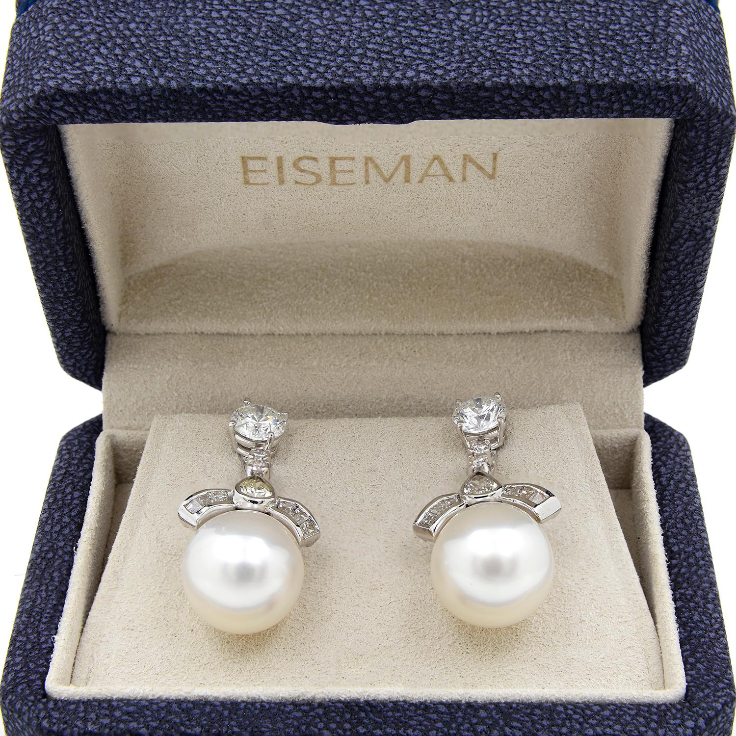 14k White Gold Diamond & Pearl Earring Jackets 2