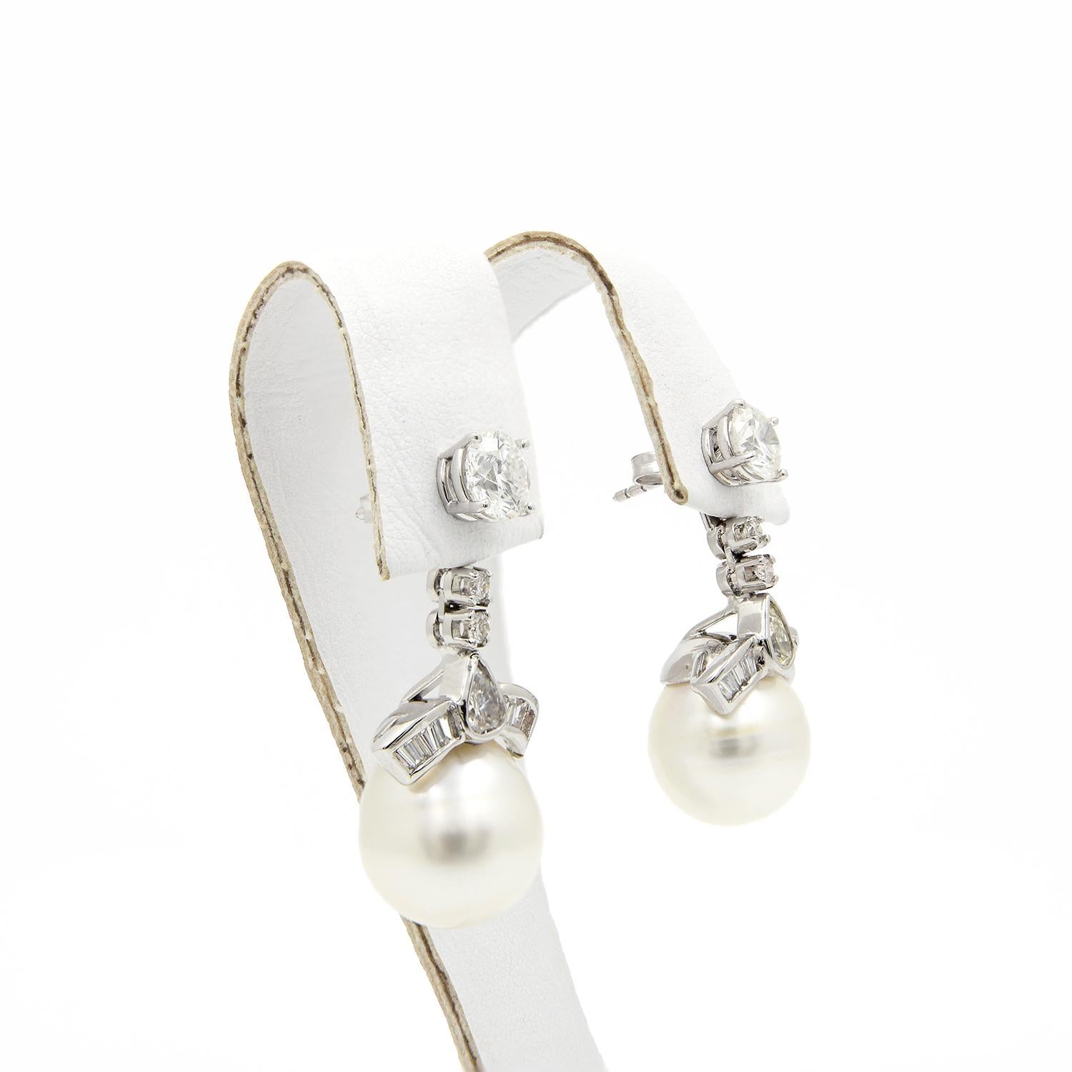 Women's 14k White Gold Diamond & Pearl Earring Jackets