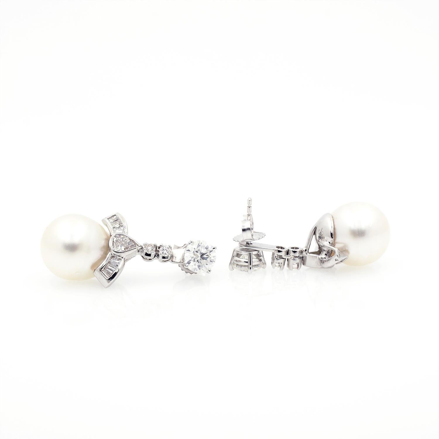 14k White Gold Diamond & Pearl Earring Jackets 1