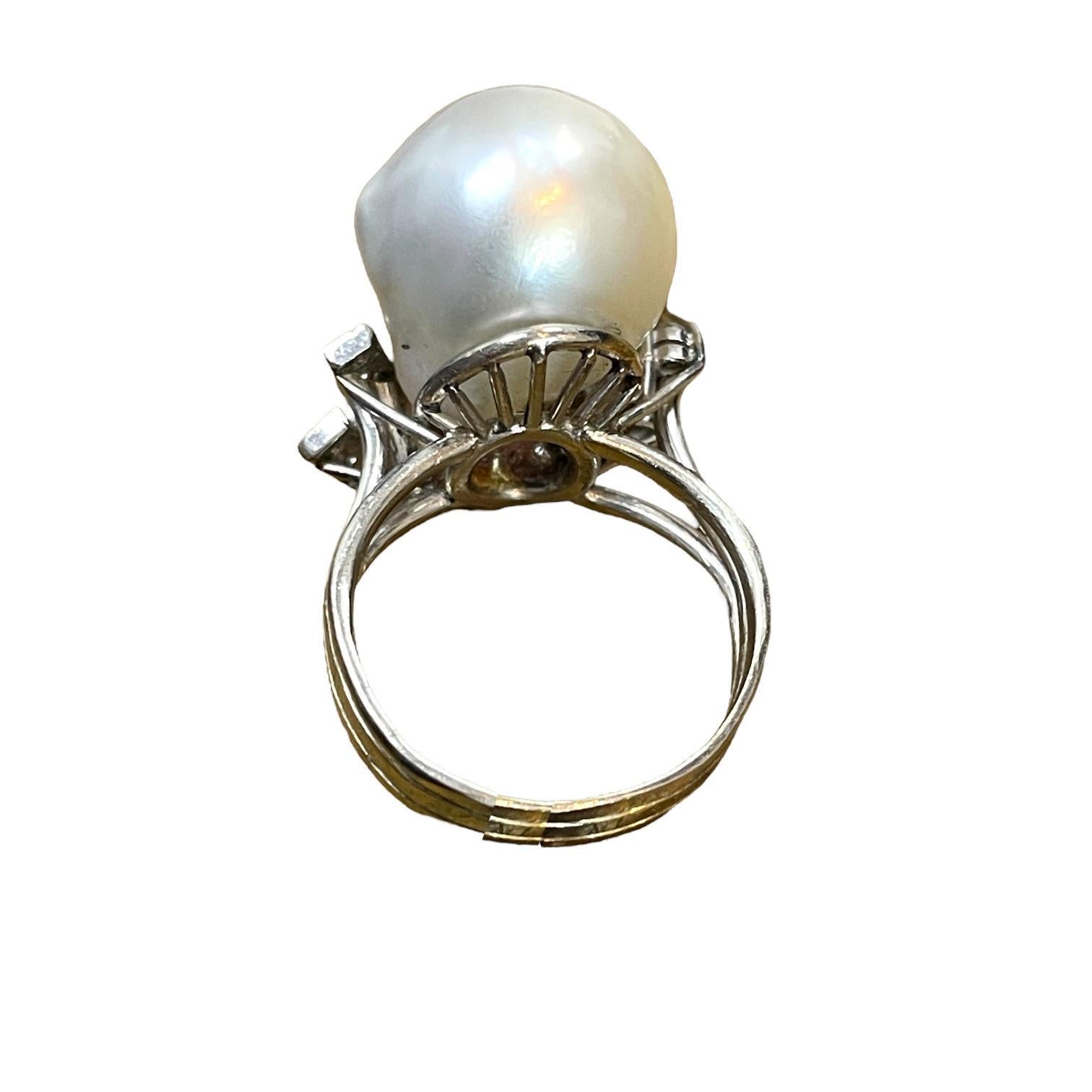 Indulge in luxury with this 14K White Gold Diamond Pearl Ring. Weighing 9 grams and perfectly sized at 5.5, this exquisite piece features a radiant pearl surrounded by sparkling diamonds, all set in solid white gold. A timeless addition to any