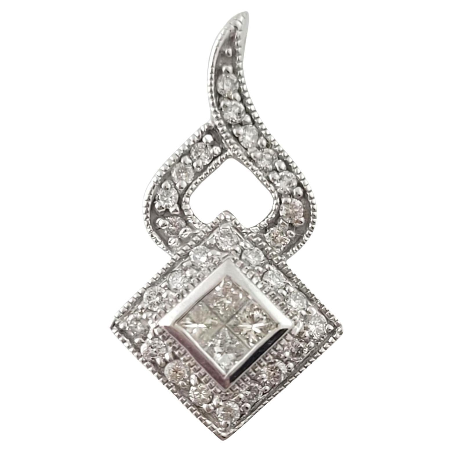 14K White Gold Diamond Pendant #16325 For Sale