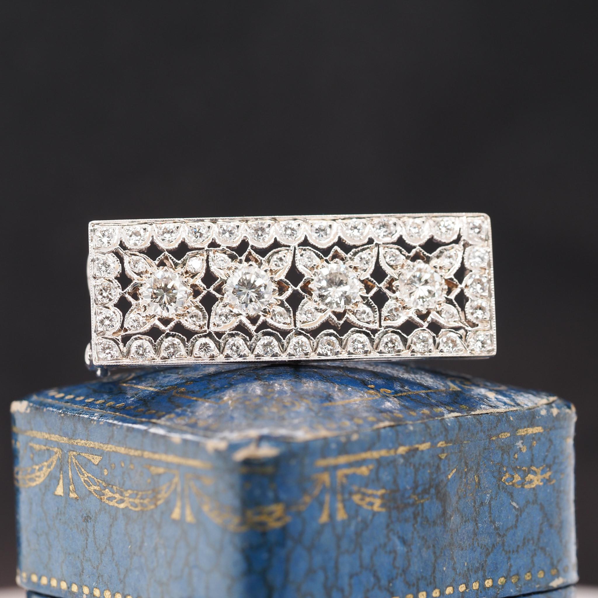 14k White Gold Diamond Pendant and Brooch In Good Condition For Sale In Atlanta, GA