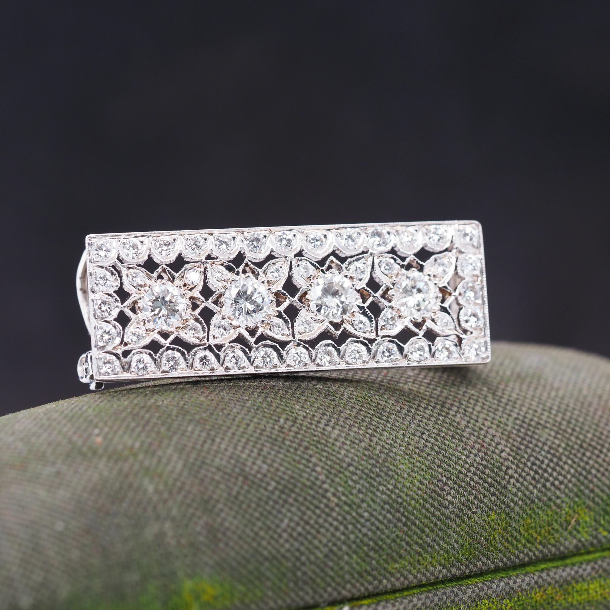 Women's or Men's 14k White Gold Diamond Pendant and Brooch For Sale