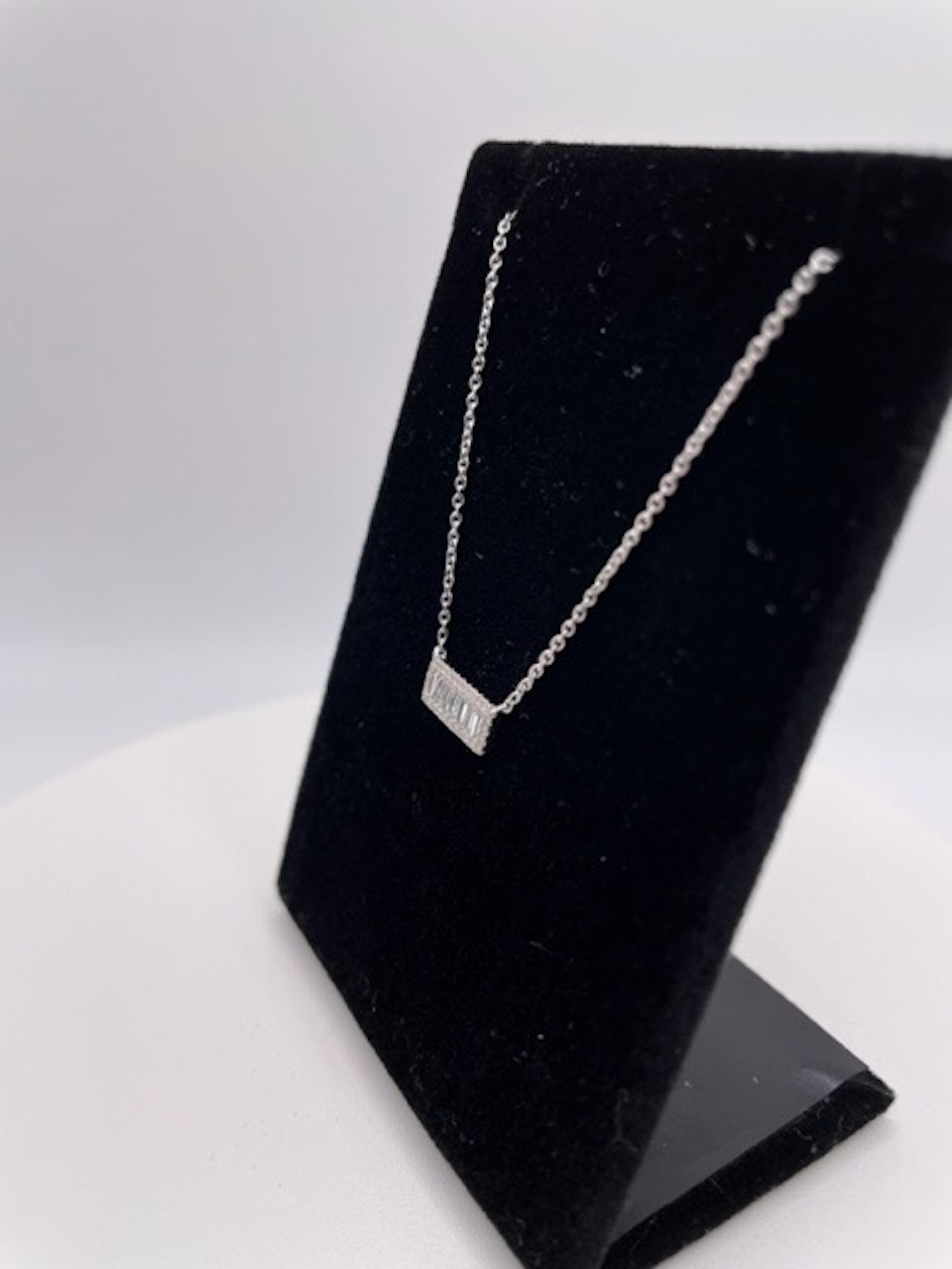 Modern 14K White Gold Diamond Pendant For Sale