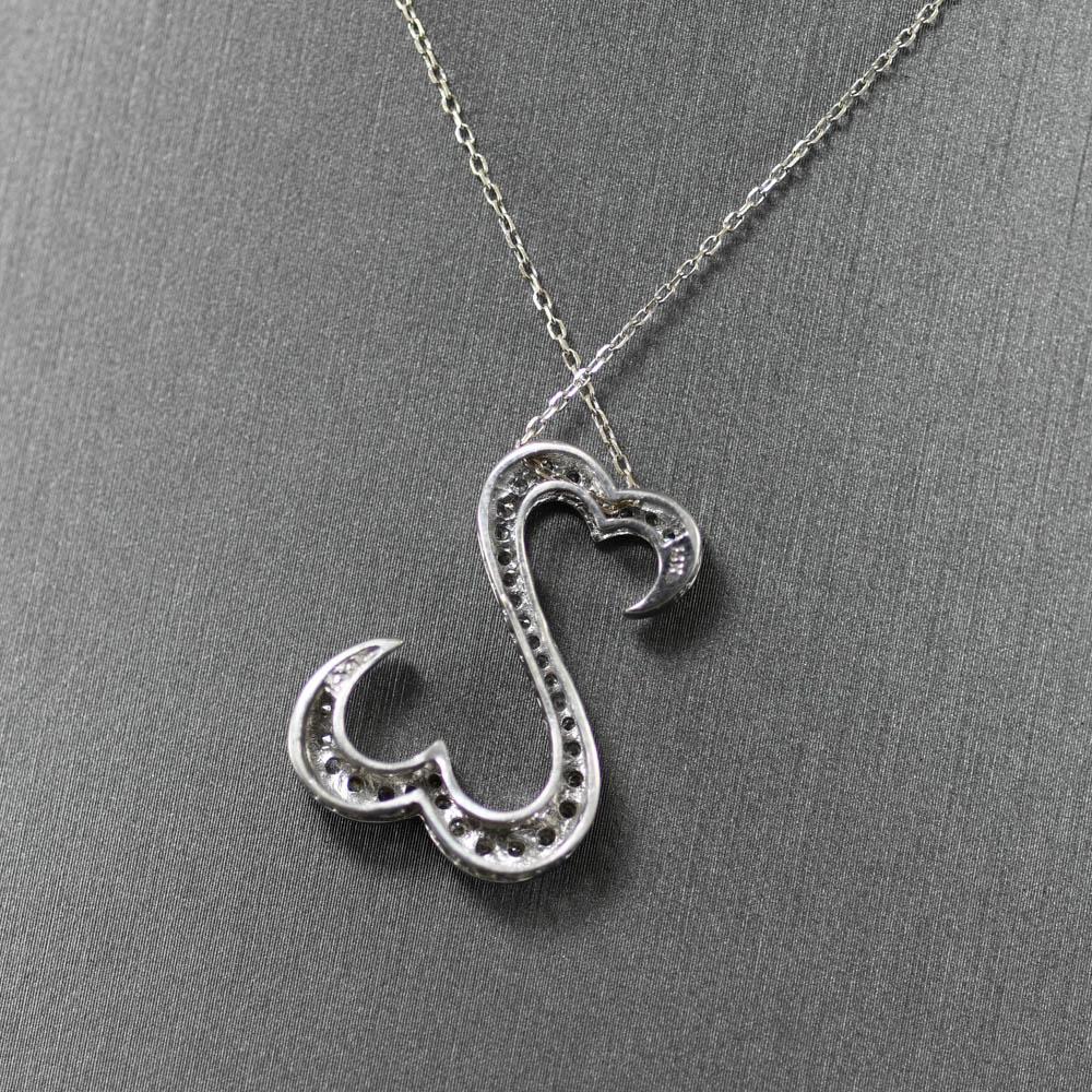 Taglio rotondo Collana con diamante in oro bianco 14K 0,35ct in vendita