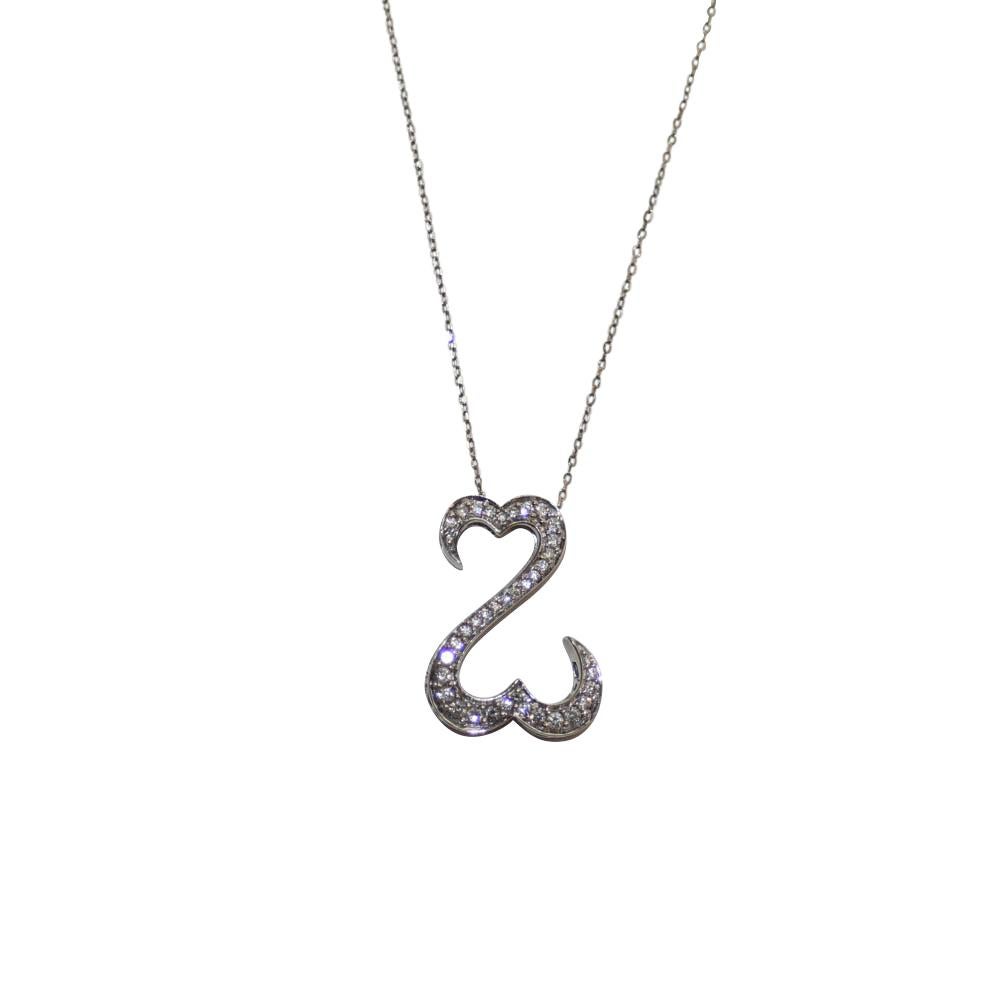 Collana con diamante in oro bianco 14K 0,35ct in vendita