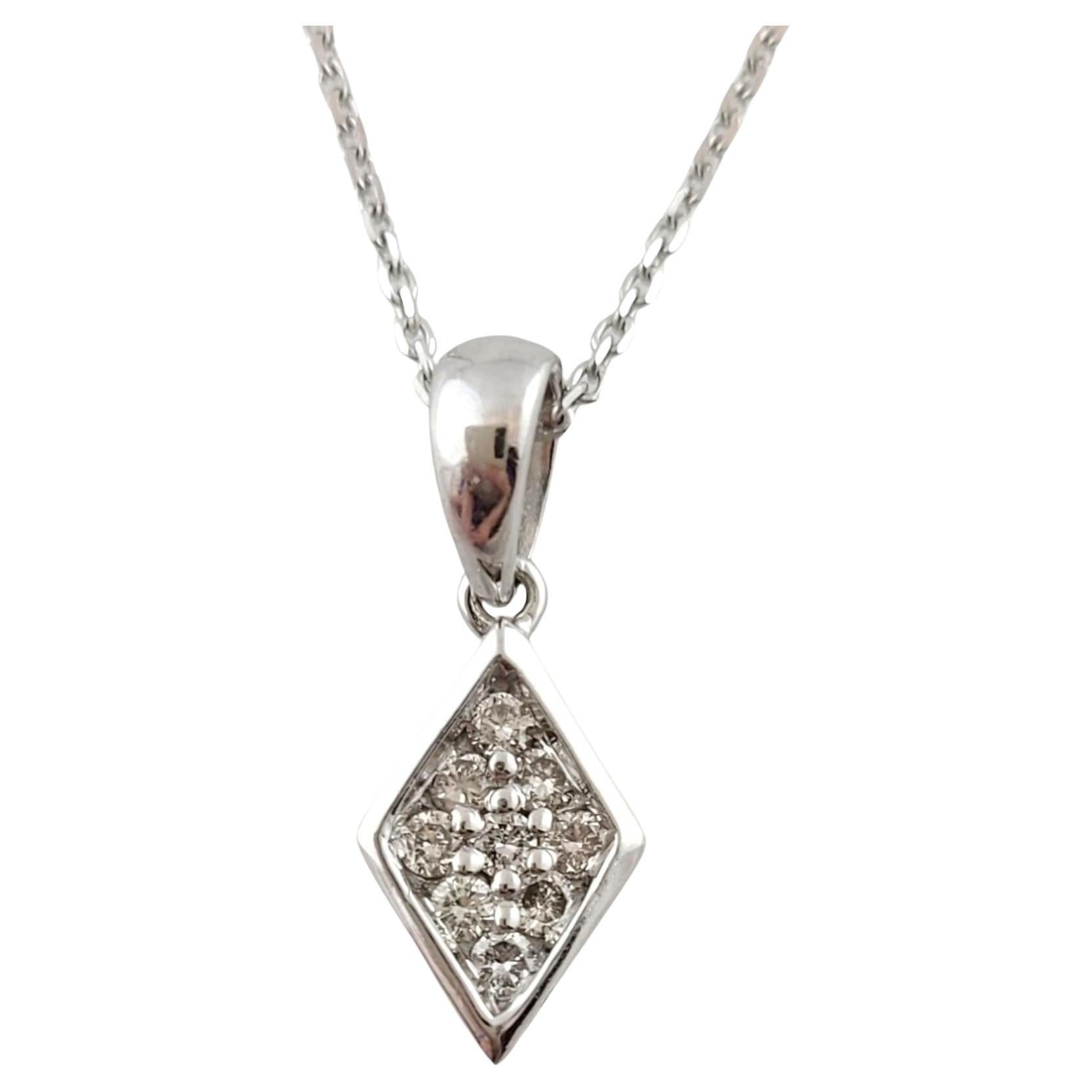 14K White Gold Diamond Pendant Necklace #16248 For Sale