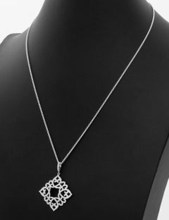 14K White Gold Diamond Pendant Necklace, 1.11ct Brilliant Cut, 20"