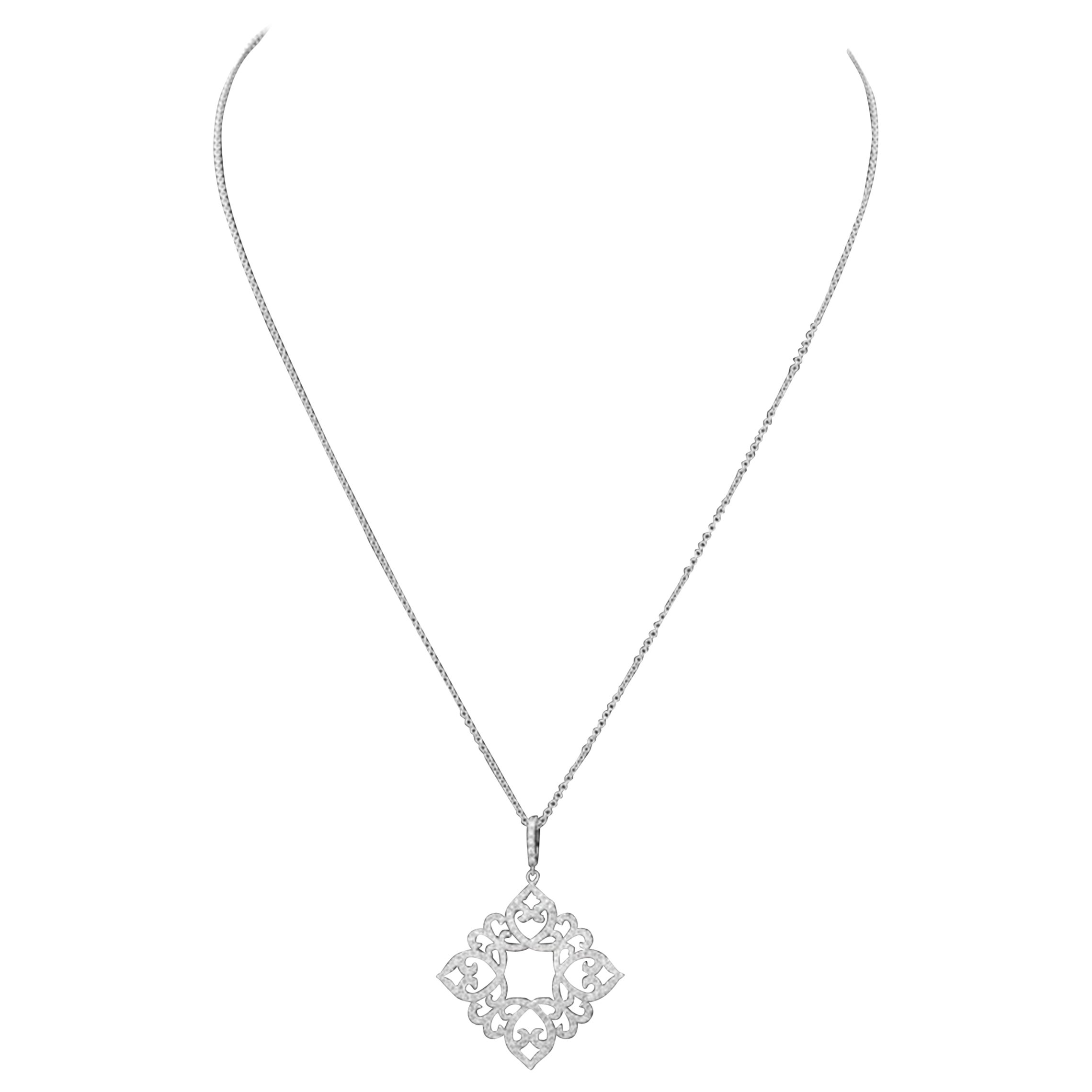 14K White Gold Diamond Pendant Necklace