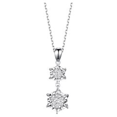 Collier à pendentifs en or blanc 14K et diamants