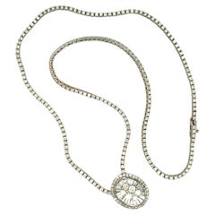 Retro 14K White Gold Diamond Pendant / Necklace