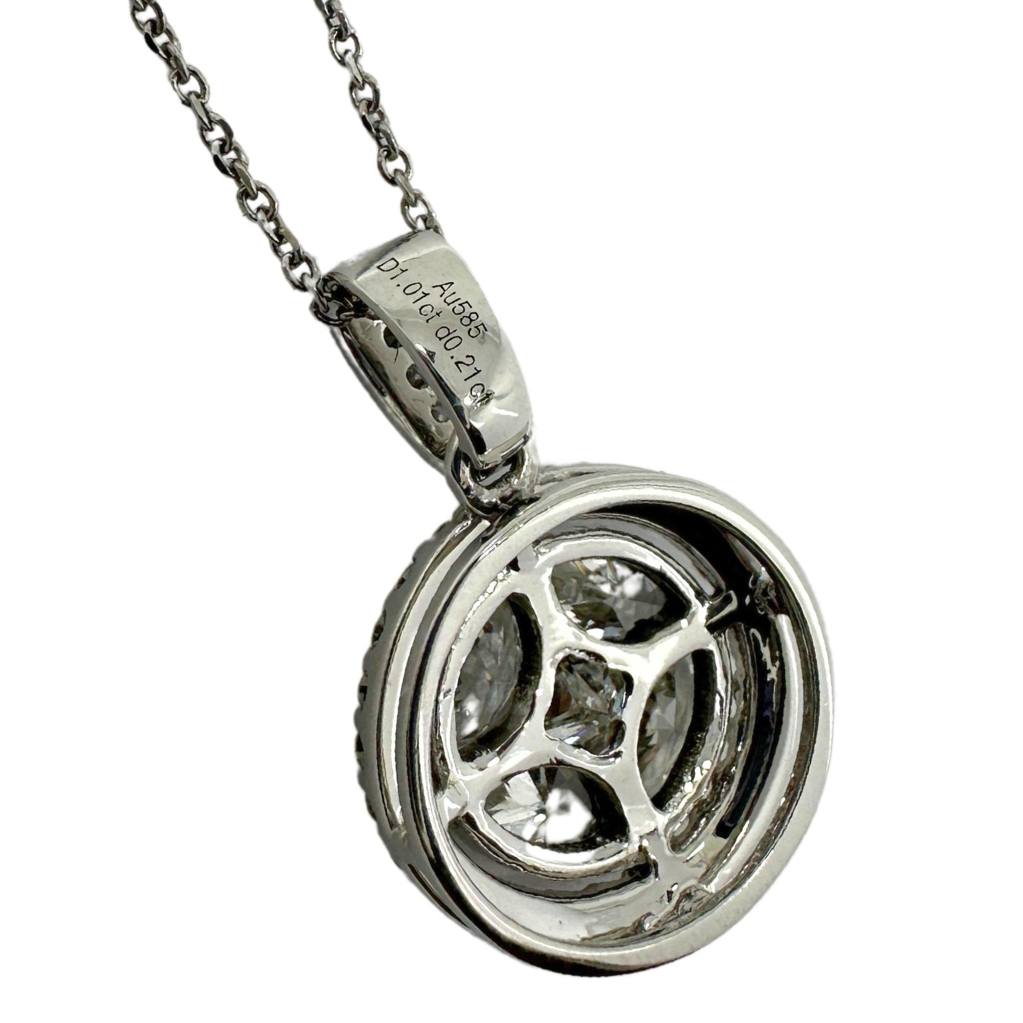 Taglio misto Collana con ciondolo e diamante in oro bianco 14K con catena in vendita