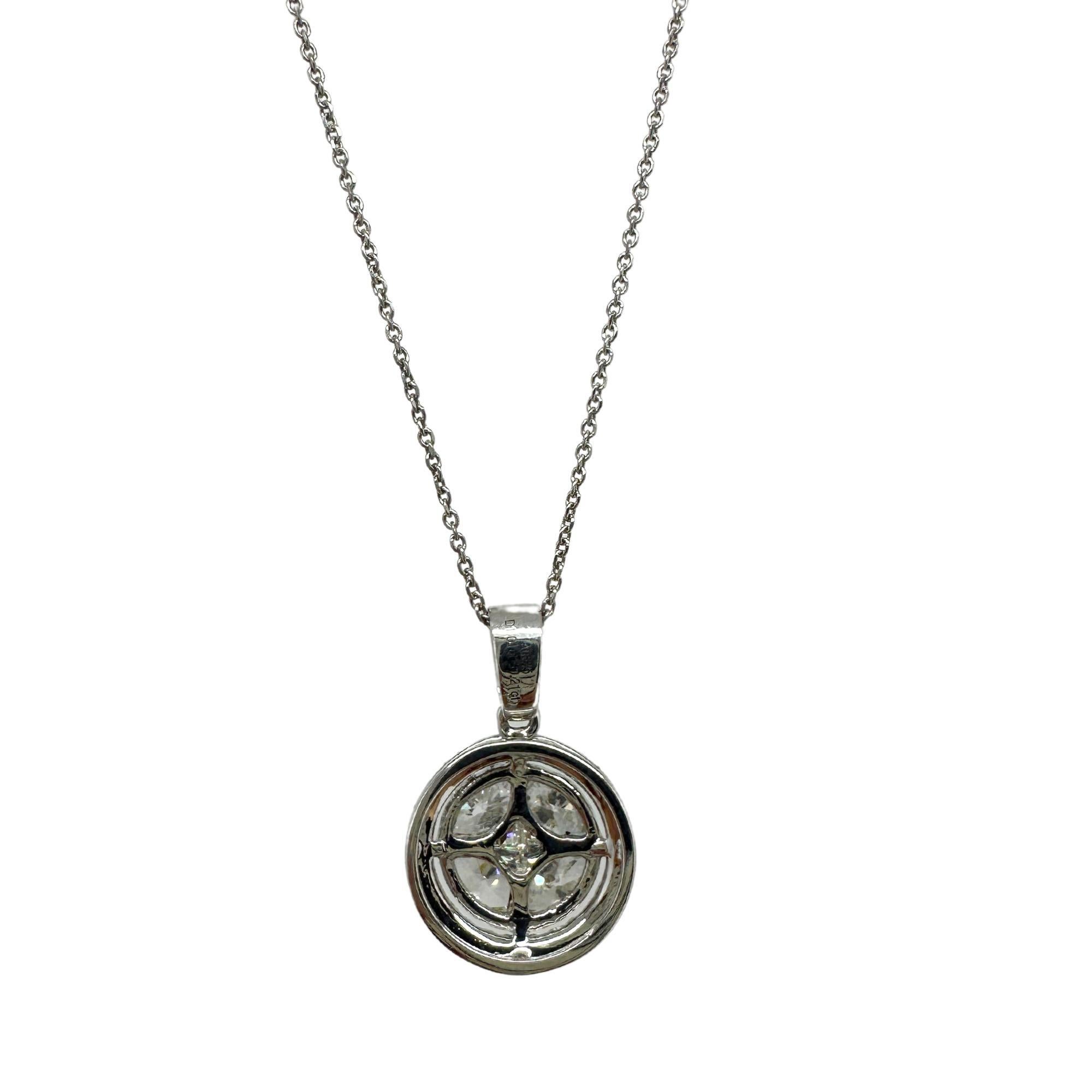 Collana con ciondolo e diamante in oro bianco 14K con catena In condizioni buone in vendita a New York, NY