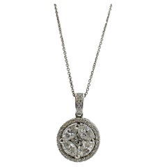 14K White Gold Diamond Pendant Necklace with Chain