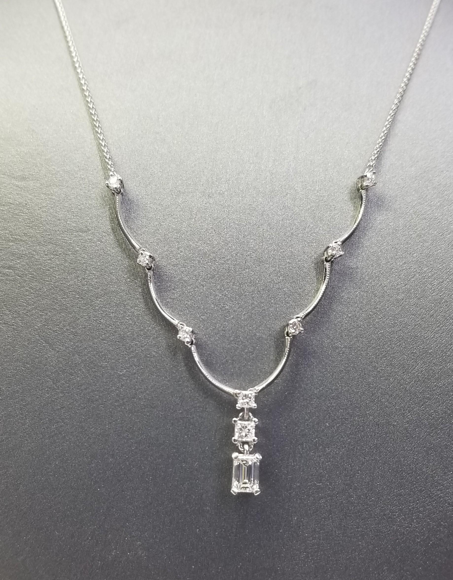 da uomo o donna Pendente in oro bianco 14k con diamante da 0,50 carati. in vendita