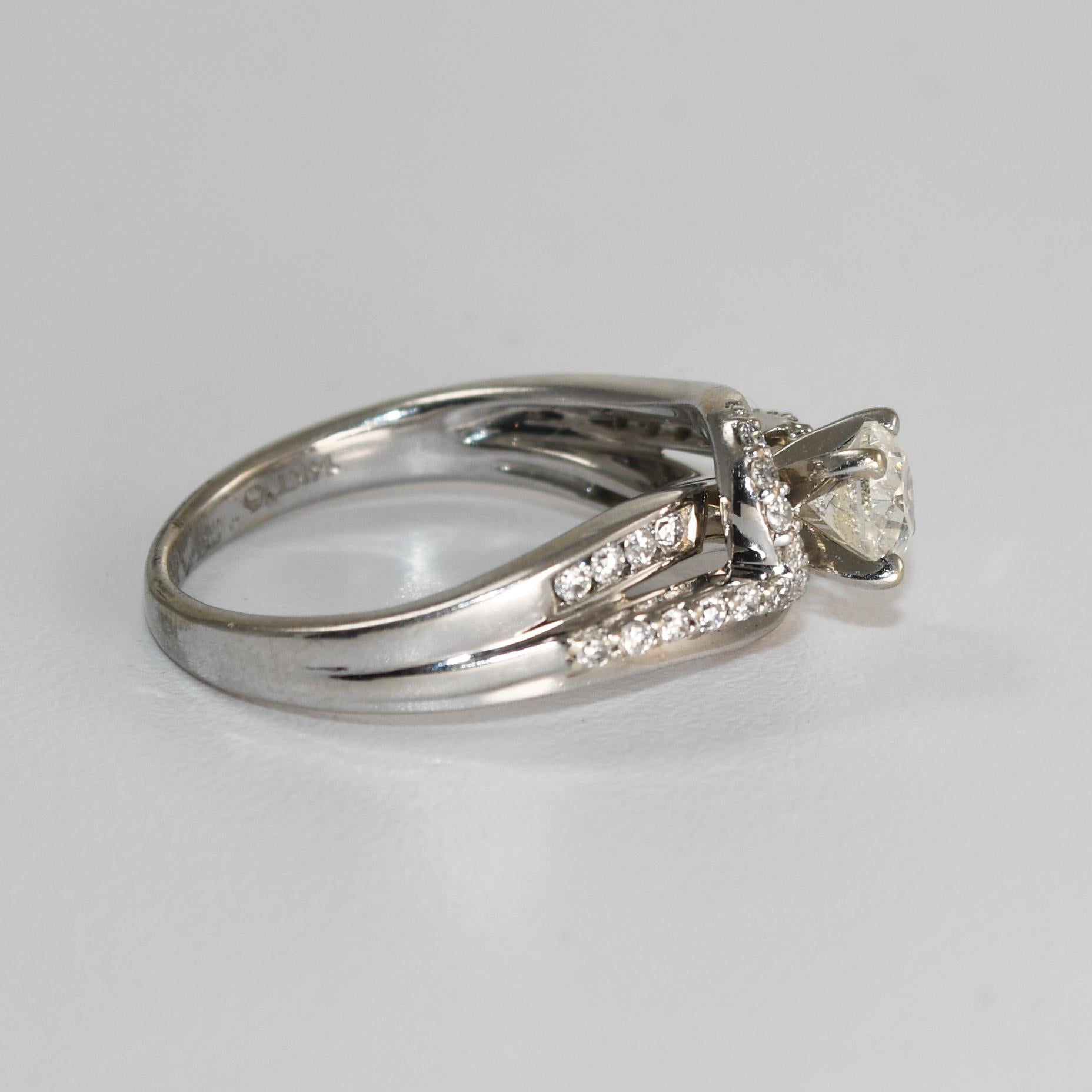 14 Karat Weißgold Diamantring 0,45 Karat (Rundschliff) im Angebot