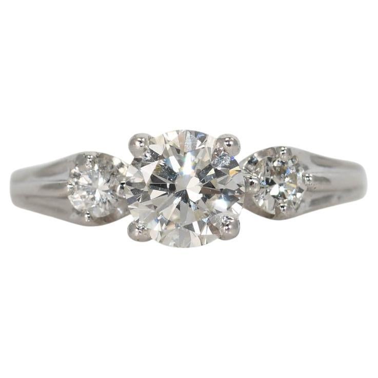 Anello con diamante in oro bianco 14K 0,75ct in vendita