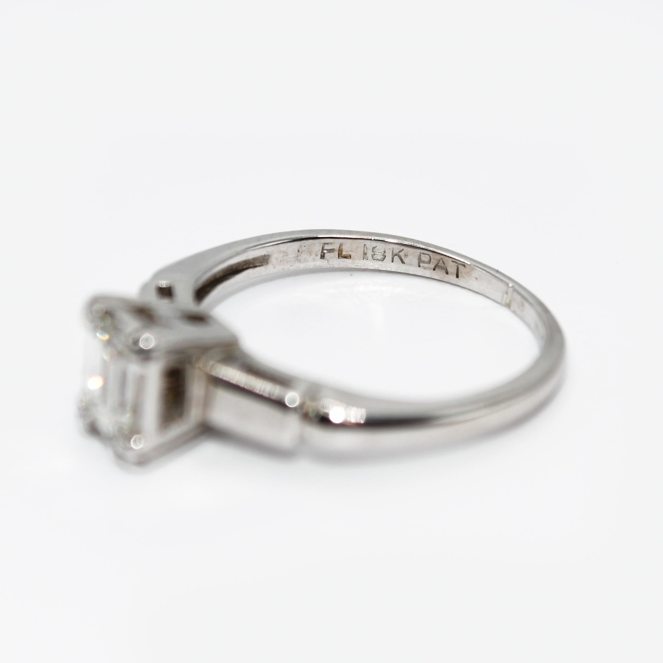 14K White Gold Diamond Ring, 2.3g For Sale 1
