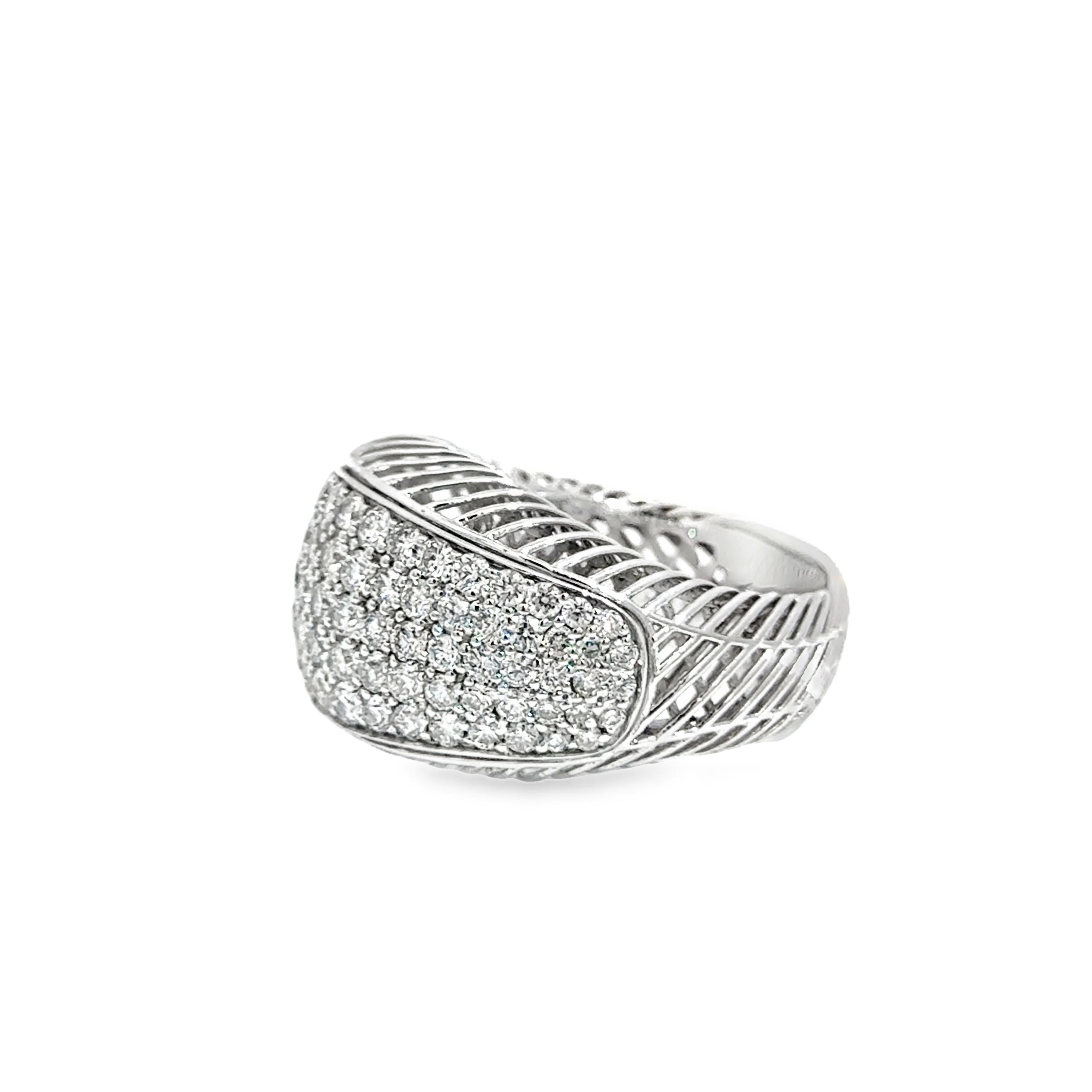 14K Weißgold Diamantring - 3,45 Karat Gesamt Damen im Angebot
