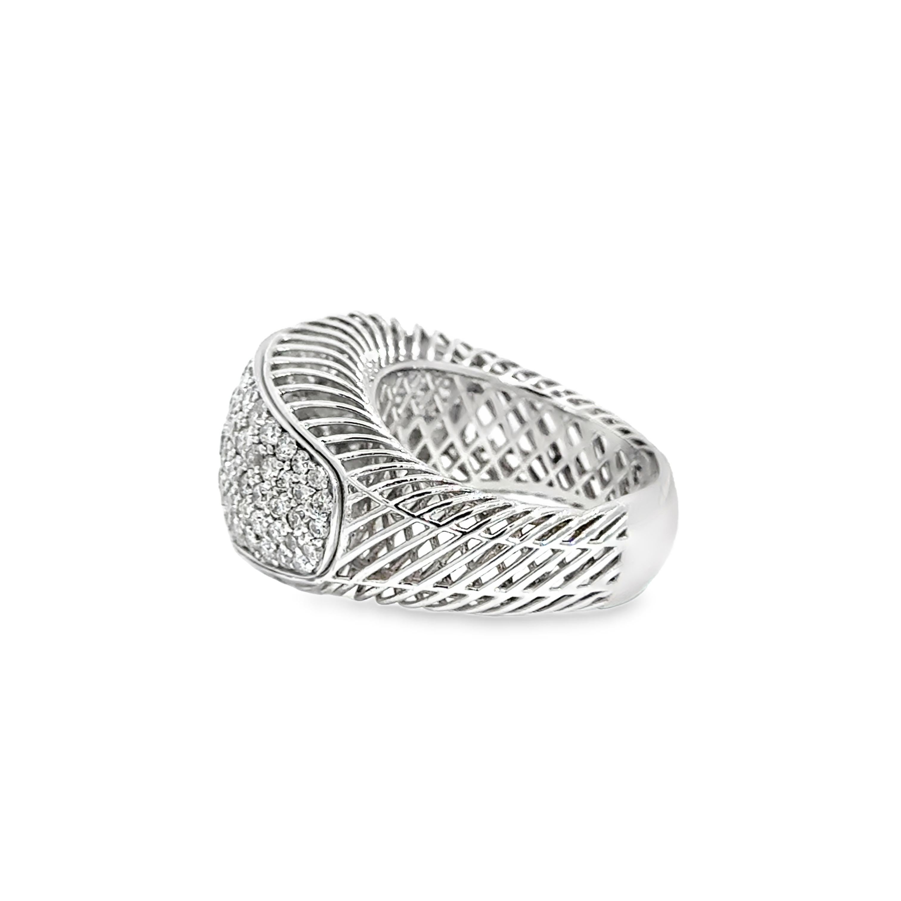14K Weißgold Diamantring - 3,45 Karat Gesamt im Angebot 1