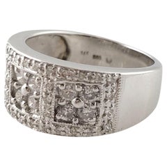 14K Weißgold Diamant-Ring-Ring Größe 7,5