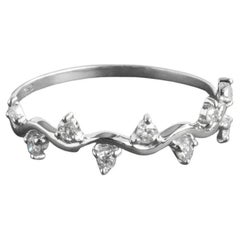 14k White Gold Diamond Ring Cluster Diamond Ring Half Eternity Gift Ring