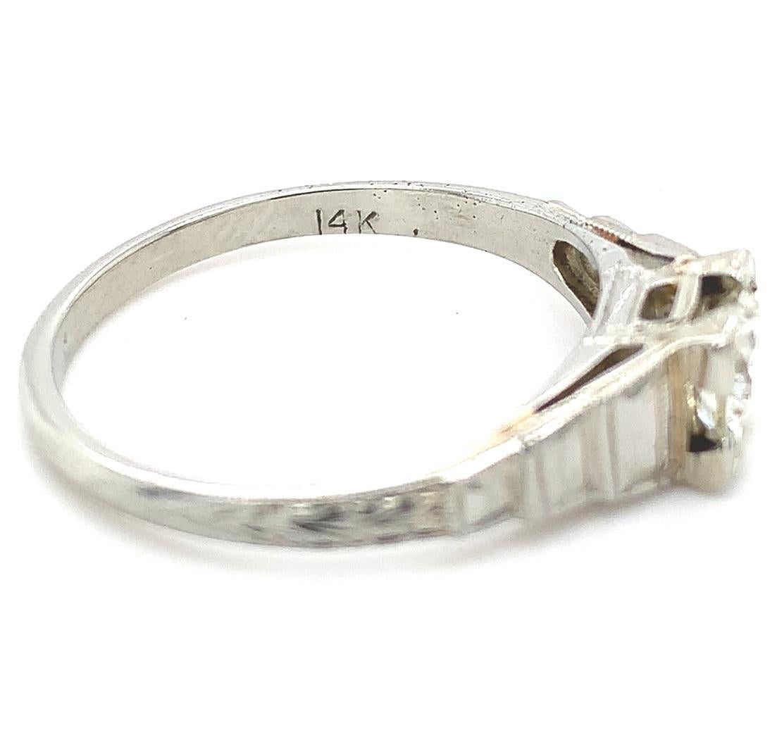 Anello con diamante in oro bianco 14K con un diamante taglio europeo del peso di circa 0.4 in vendita 2