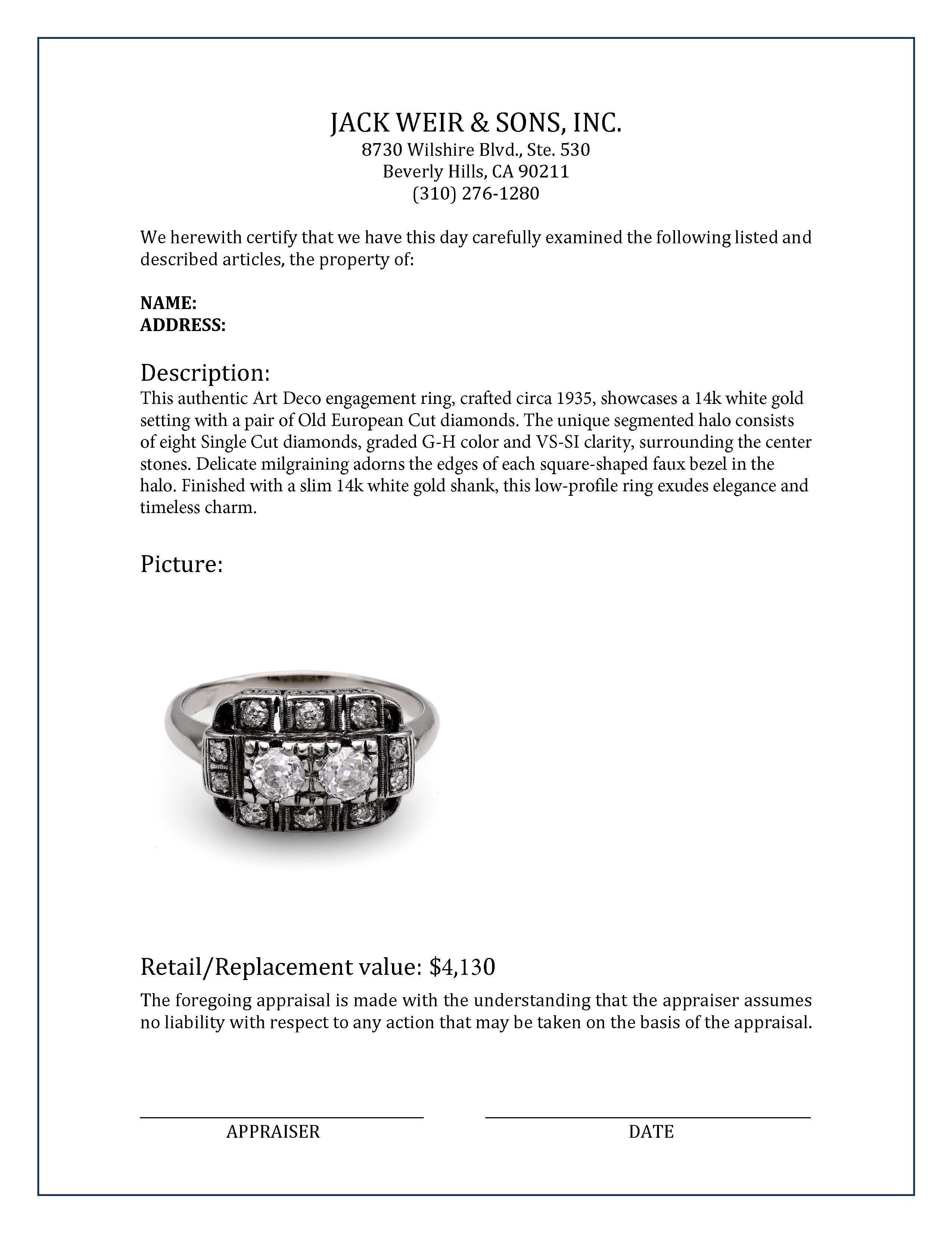 Women's or Men's 14k White Gold Diamond Ring For Sale