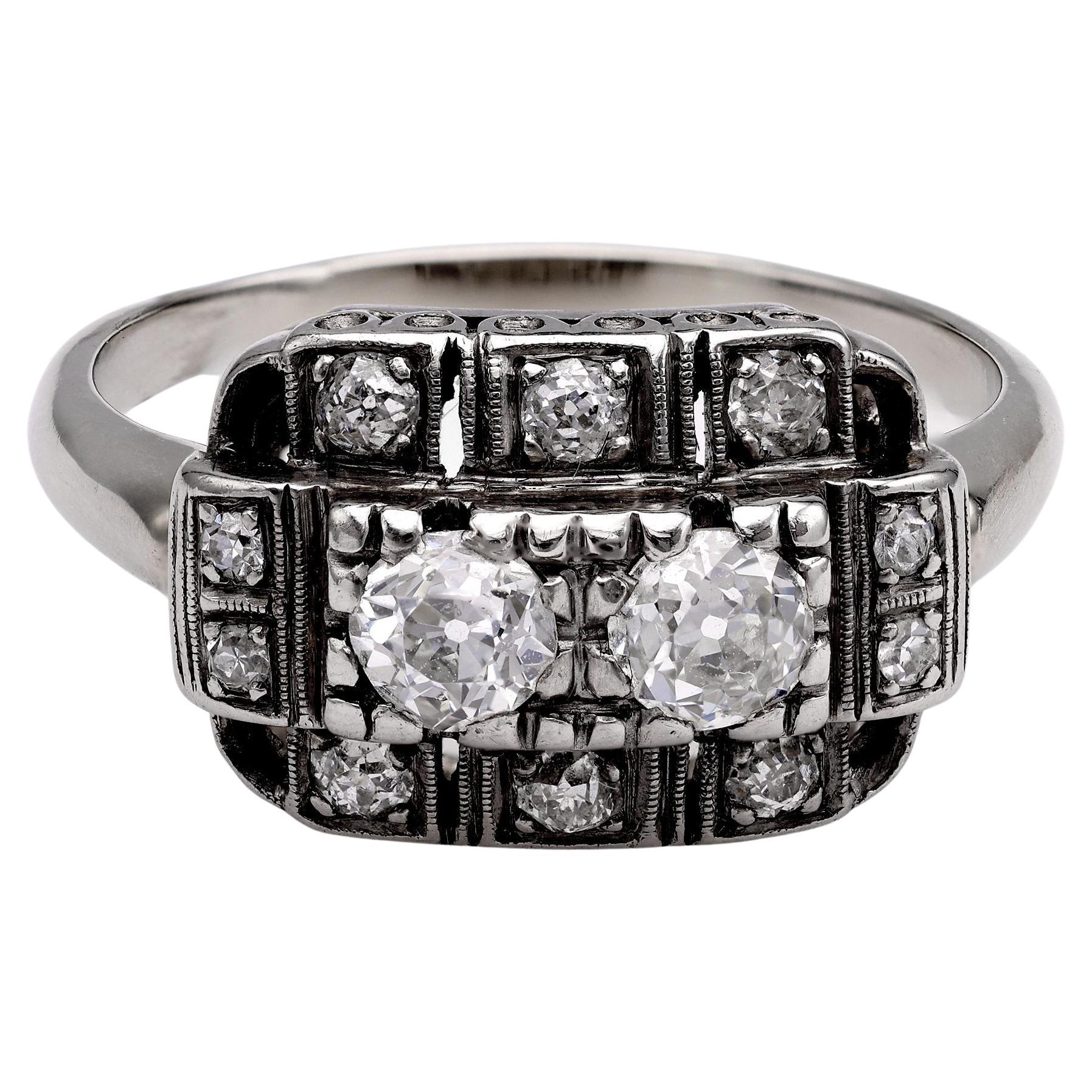 14k White Gold Diamond Ring For Sale