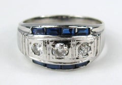 14K White Gold Diamond Ring Unisex 1930s