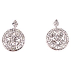 14 Karat Weißgold Diamant-Ohrringe mit rundem Pavé-Diamant