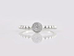 14K White Gold Diamond Round Shaped Cluster Beaded Ring