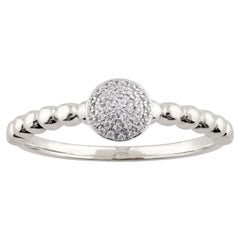 14K White Gold Diamond Round Shaped Cluster Beaded Ring