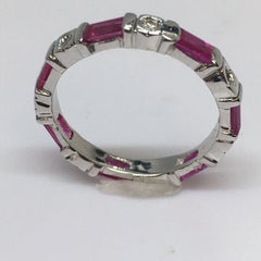 14k White Gold Diamond Ruby Eternity Band 2.5 Gram