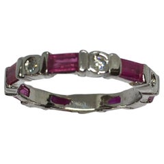 14k White Gold Diamond Ruby Eternity Band 2.5 Gram