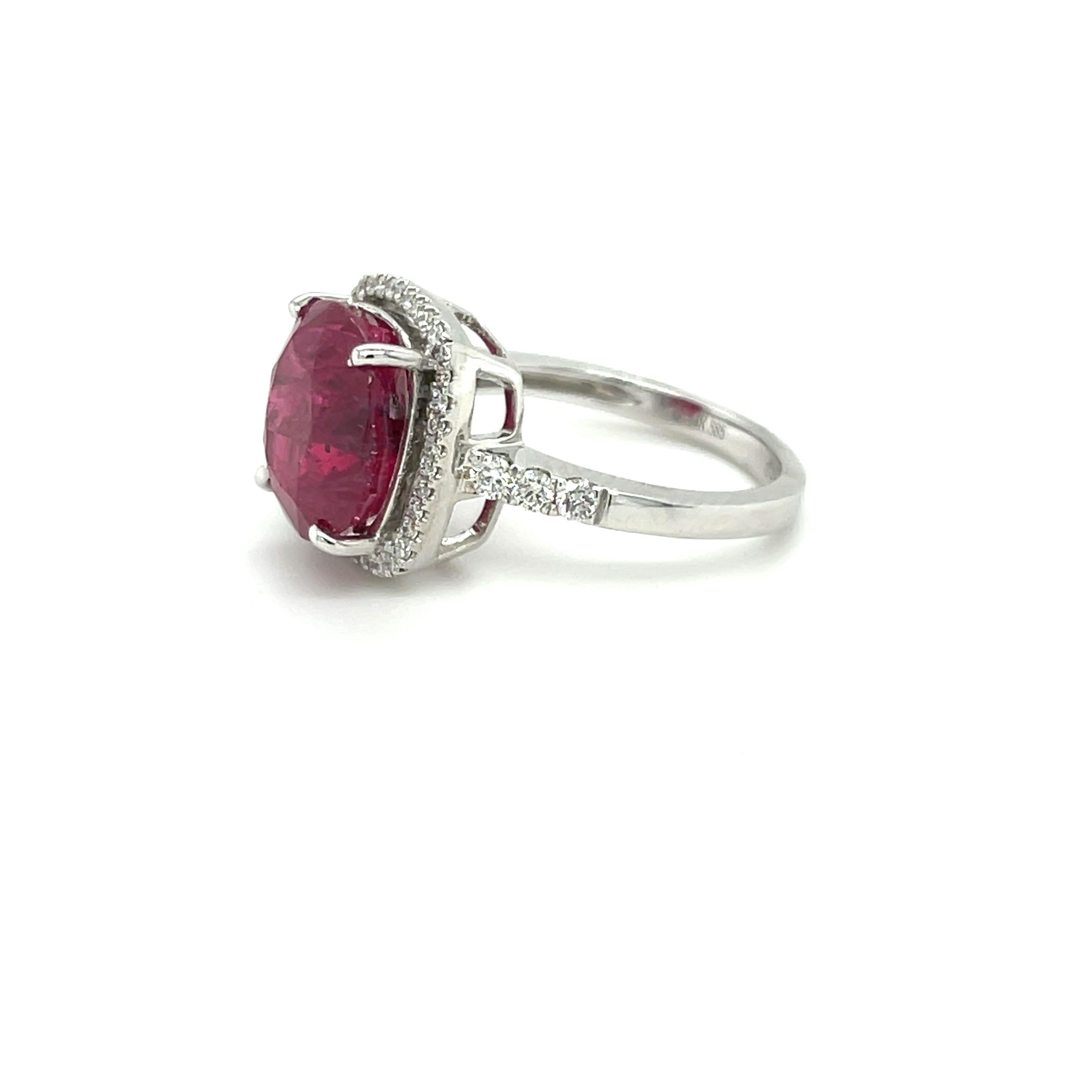 Mixed Cut 14K White Gold Diamond & Ruby Ring For Sale