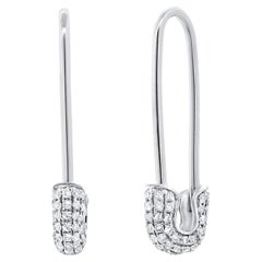 Orecchini a perno di sicurezza con diamante in oro bianco 14K per lei