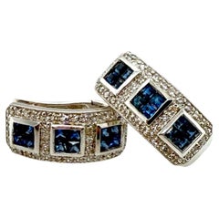 Ohrringe aus 14 Karat Weißgold mit Diamant und Saphir