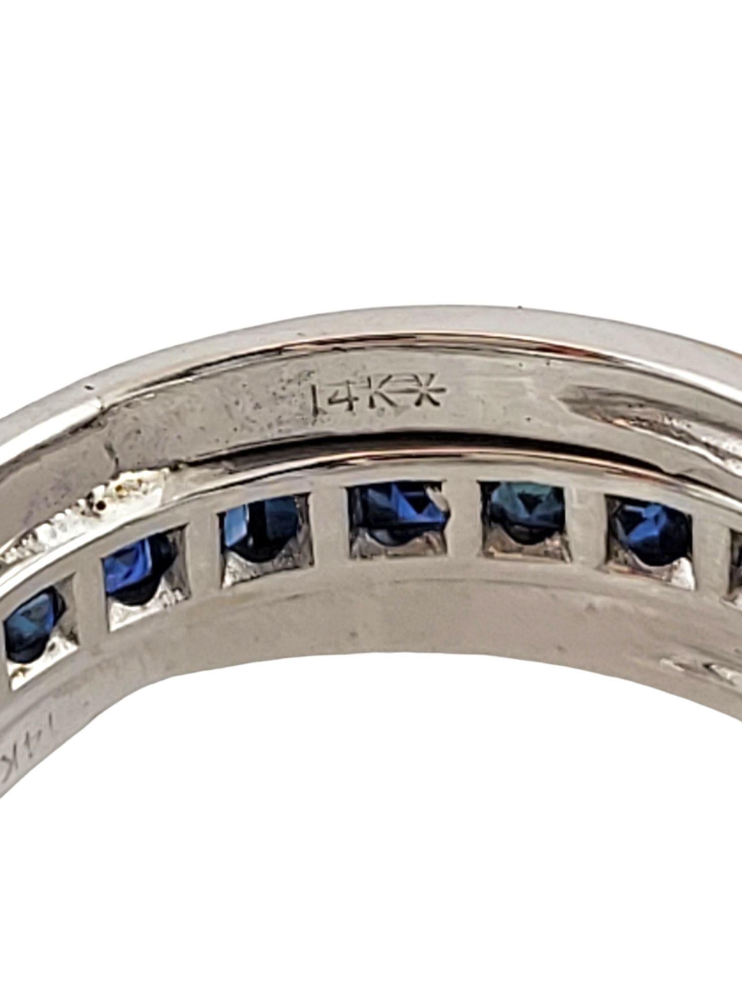 14K White Gold Diamond & Sapphire Ring Size 4.25 1