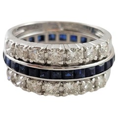 14K White Gold Diamond & Sapphire Ring Size 4.25