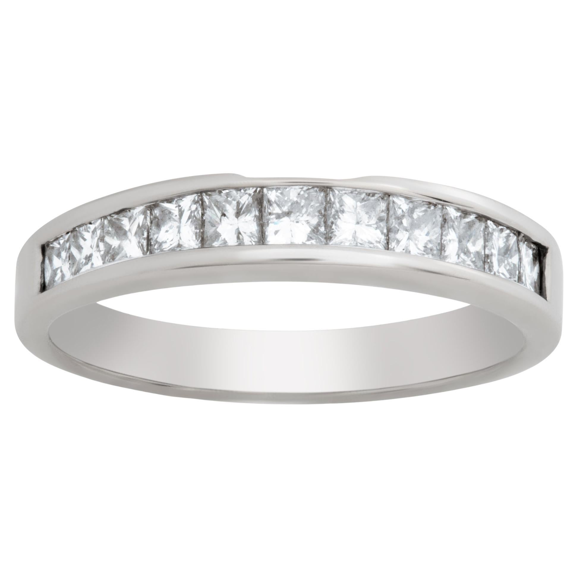 14k White Gold Diamond Semi Eternity Band and Ring with App. 1 Carat in Princess For Sale